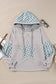 Beau Blue Floral Patchwork Star Pattern Drawstring Hoodie