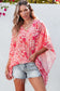 Floral V-Neck Three-Quarter Sleeve Blouse