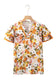 Russet Orange Ruffled V Neck Scalloped Short Sleeve Floral Blouse