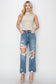 RISEN High Rise Distressed Crop Straight Jeans