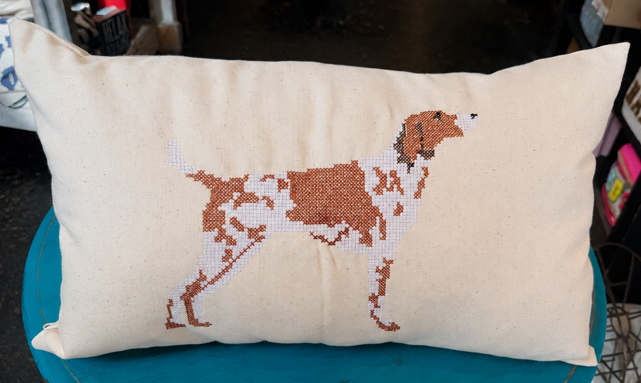 Cross-Stitch Dog Pillow Cover