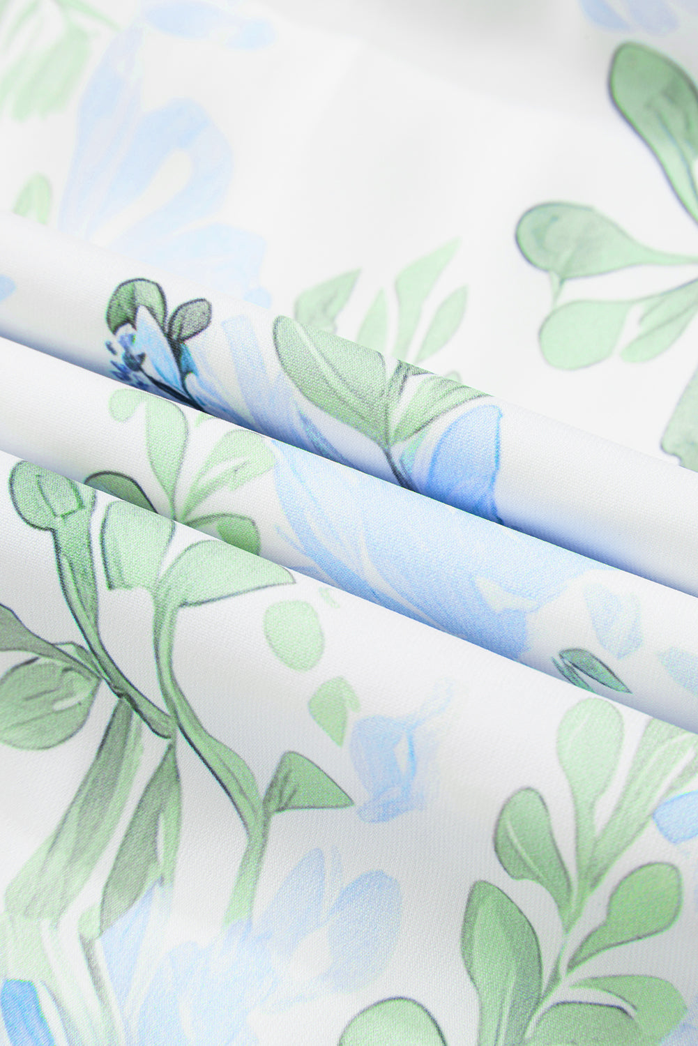 Sky Blue Floral Contrast Edge Layered Short Sleeve Mini Dress