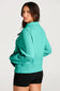 Aruba Blue Quarter Zip Stand Neck Kangaroo Pocket Sweatshirt