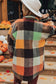 Orange Plaid Print Flap Pocket Long Jacket