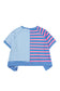 Blue Stripe Contrast Patchwork Oversized T Shirt