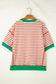 Orange Stripe Oversized Contrast Trim Exposed Seam High Low T Shirt