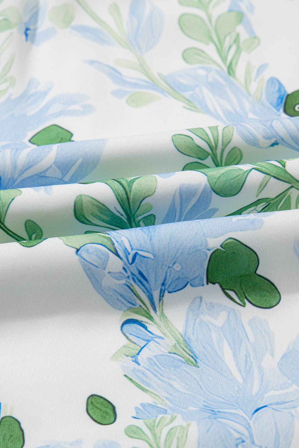 Sky Blue Floral Contrast Edge Layered Short Sleeve Mini Dress