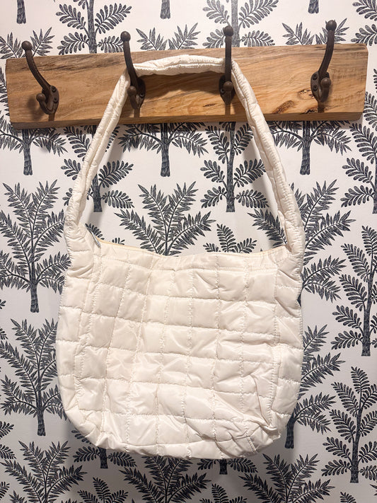 Cream Patti Puff Tote Bag