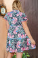 Multicolour Ric-rac Trim Short Sleeve Flared Plus Size Floral Dress