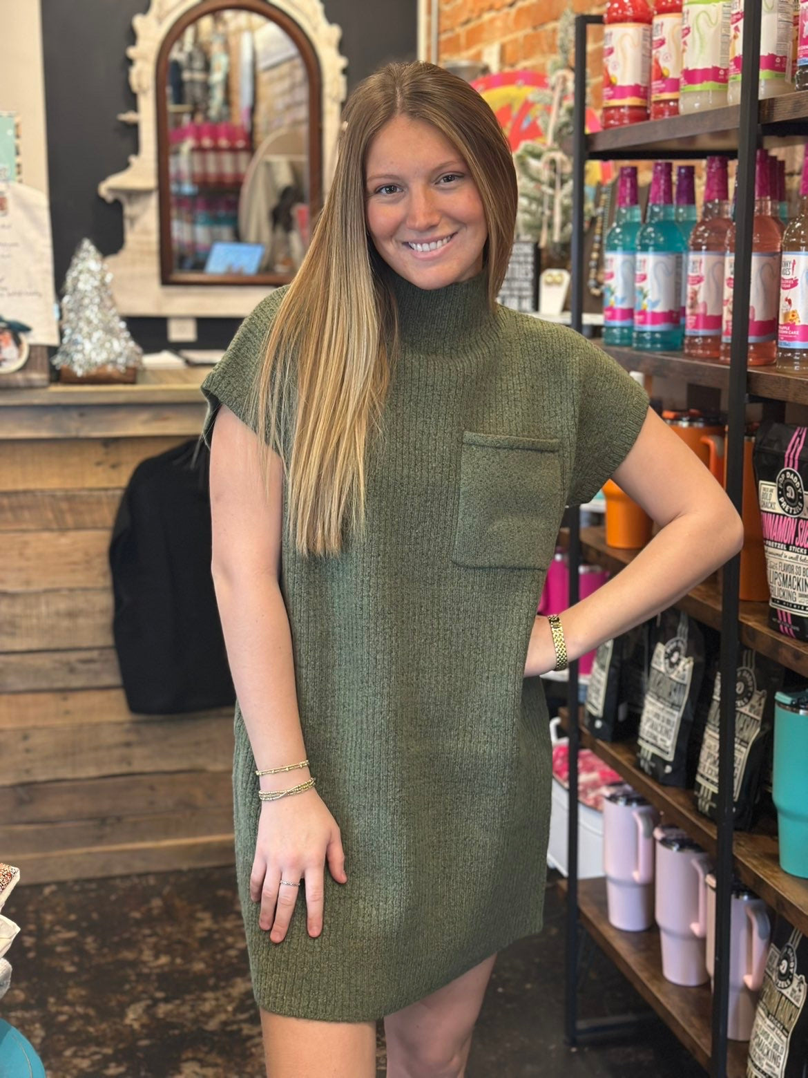 Olivia Olive Sweater Dress