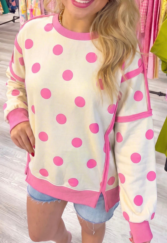 Pink Polka Dot Sweatshirt