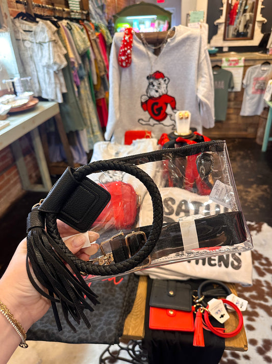 Cassie Clear Clutch (Black)