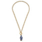 Annabeth Chinoiserie T-Bar Necklace in Blue & White