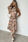 Black Boho Floral Print Knotted Halter Ruffled Maxi Dress