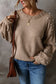 Smoke Gray Pearled Drop Shoulder Round Neck Sweater