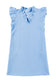 Light Blue Textured Puff Sleeve Ruffled V Neck Shift Mini Dress