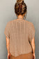 Light French Beige Crew Neck Cable Knit Short Sleeve Sweater