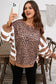 Khaki Leopard Striped Patchwork Plus Size Loose Sweatshirt