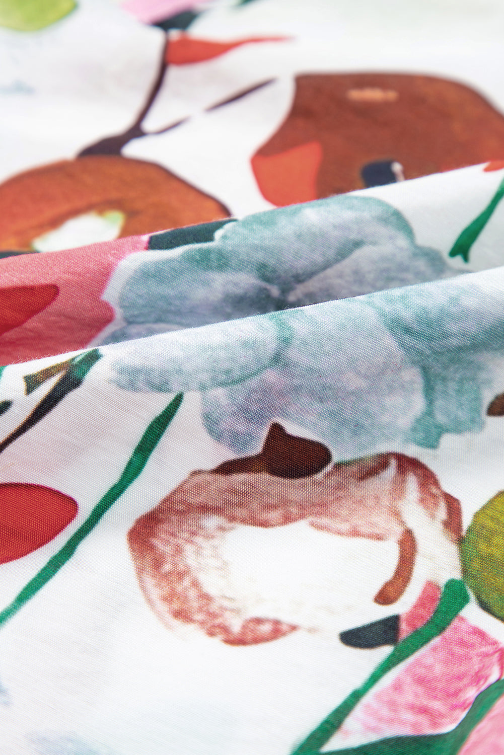 Pink Floral Print Slit V Neck Short Sleeve Blouse