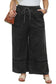 Black Plus Mineral Wash Exposed Seam Wide Leg Cropped Pants