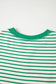 Bright Green Contrast Detail Striped Ruffle Short Sleeve Top