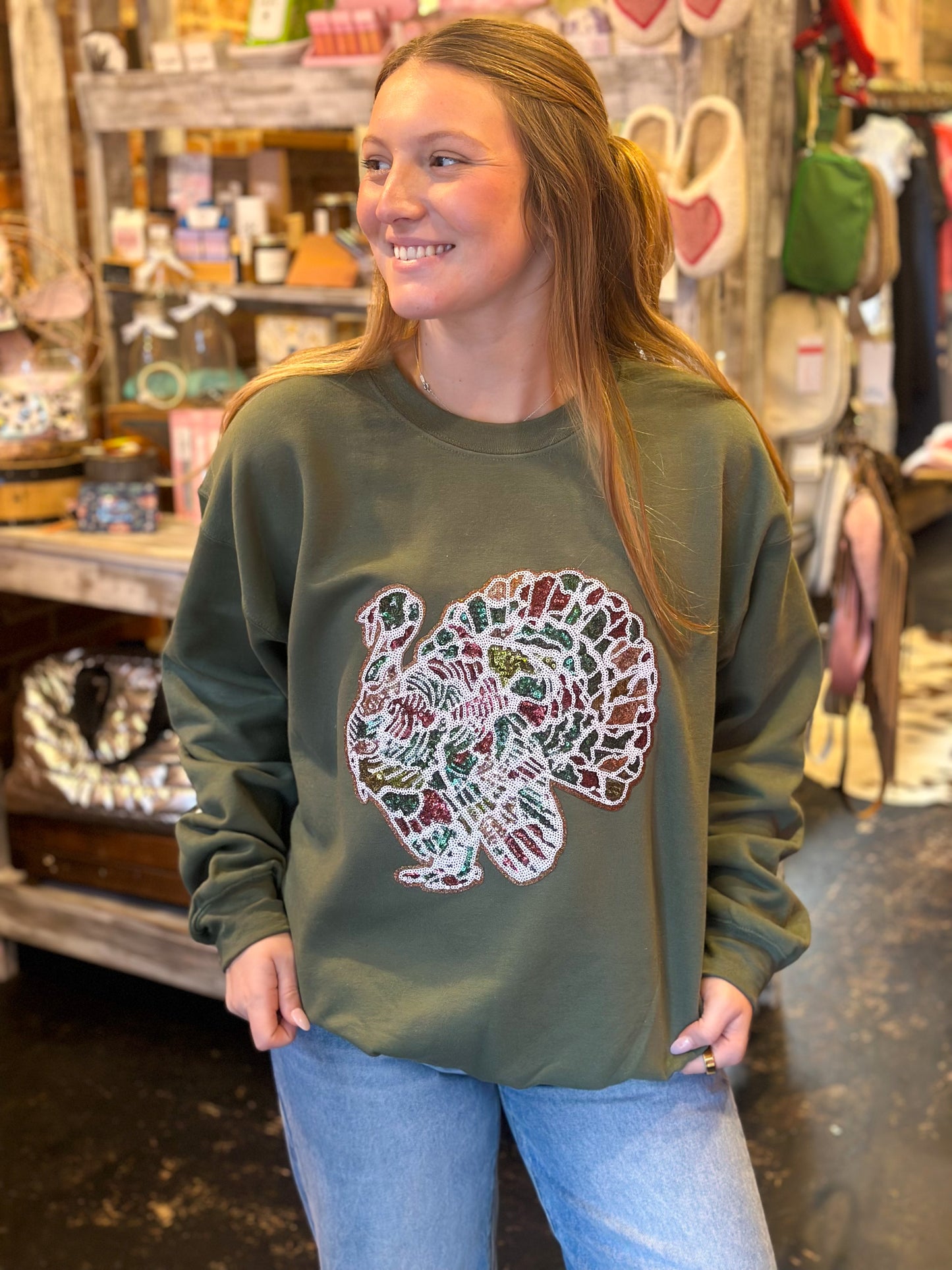 Sequin Turkey Sweatshirt