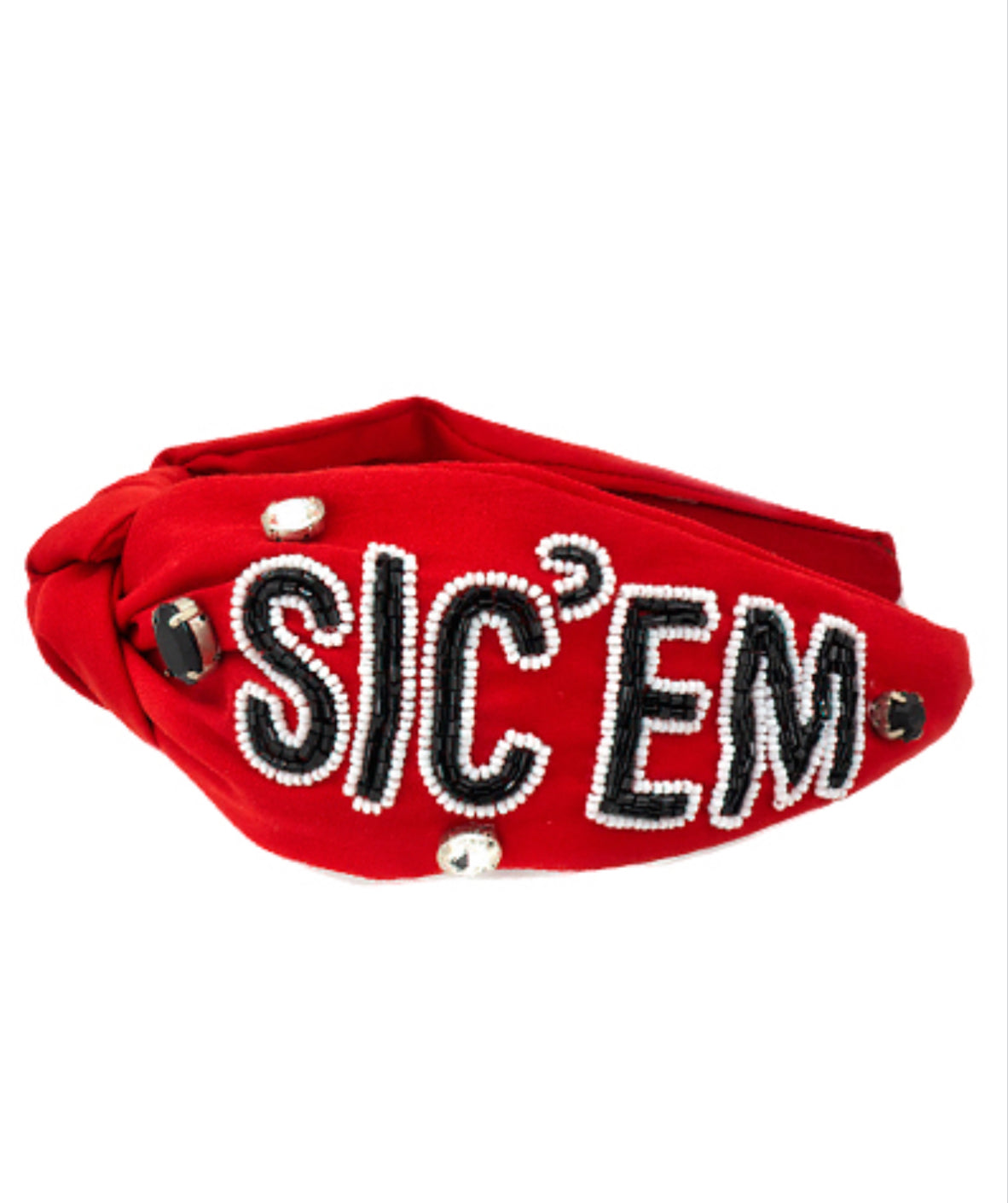 Sic ‘Em Beaded Headband (Red)