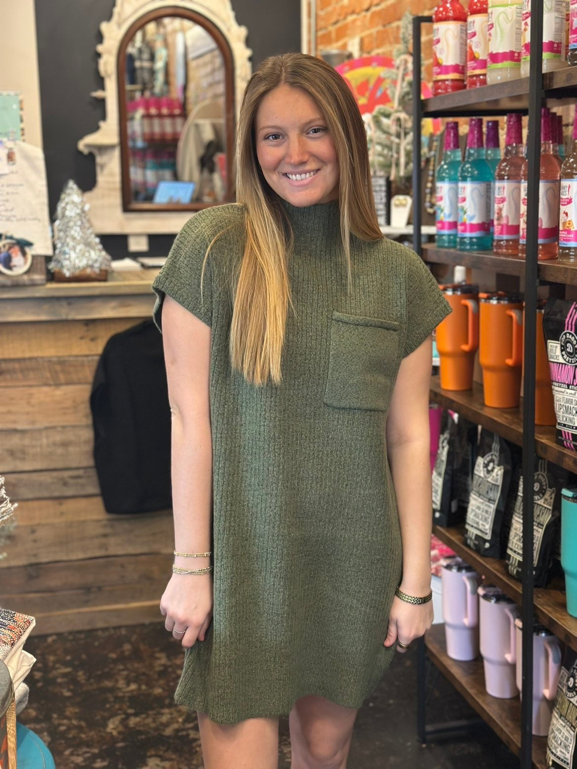 Olivia Olive Sweater Dress