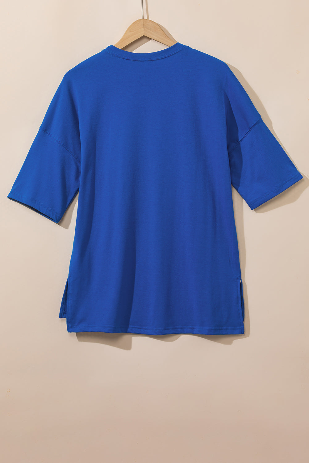 Dark Blue Longline Short Sleeve Side Slit