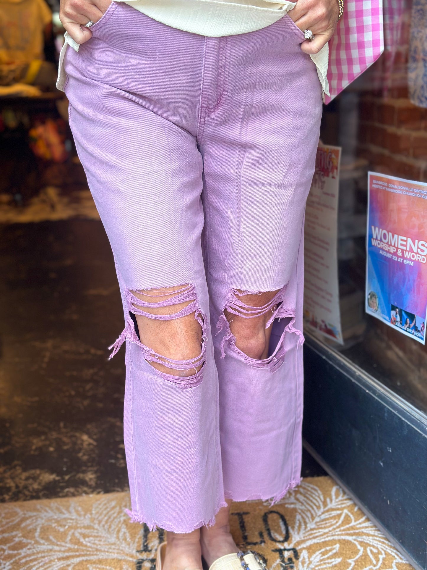 Lola Distressed Jeans (Violet)