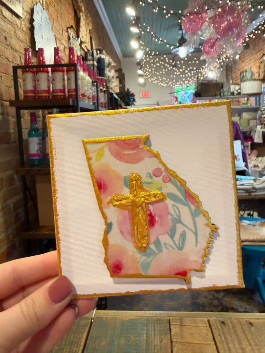 Georgia Floral Cross Sign (Heart of Darley)