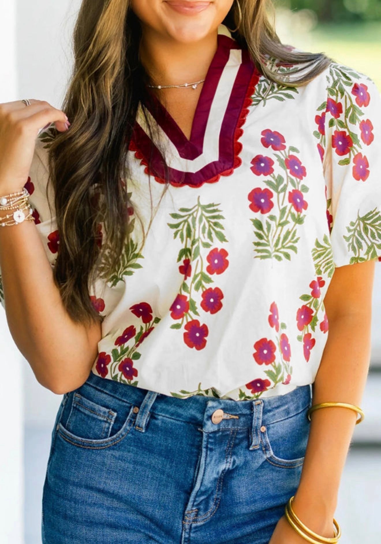 Floral Fall Puff Sleeve Top