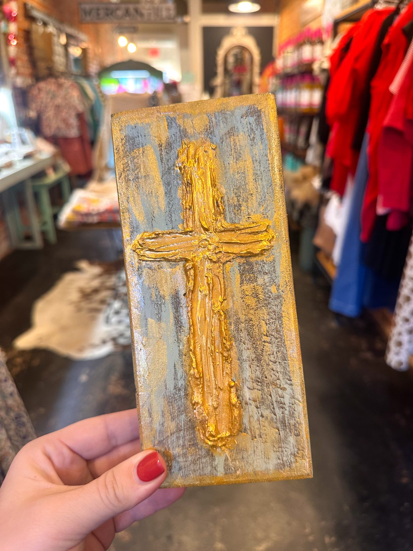 Blue/Gold Textured Cross