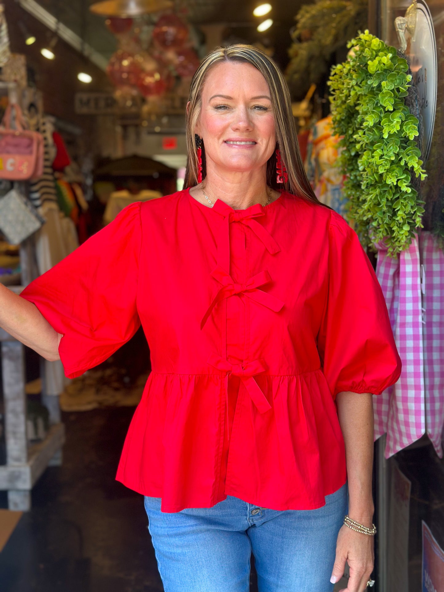 Ruby Red Bow Top