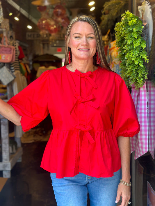 Ruby Red Bow Top