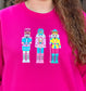 Preppy Sequin Patch Nutcracker Sweatshirt HOT PINK