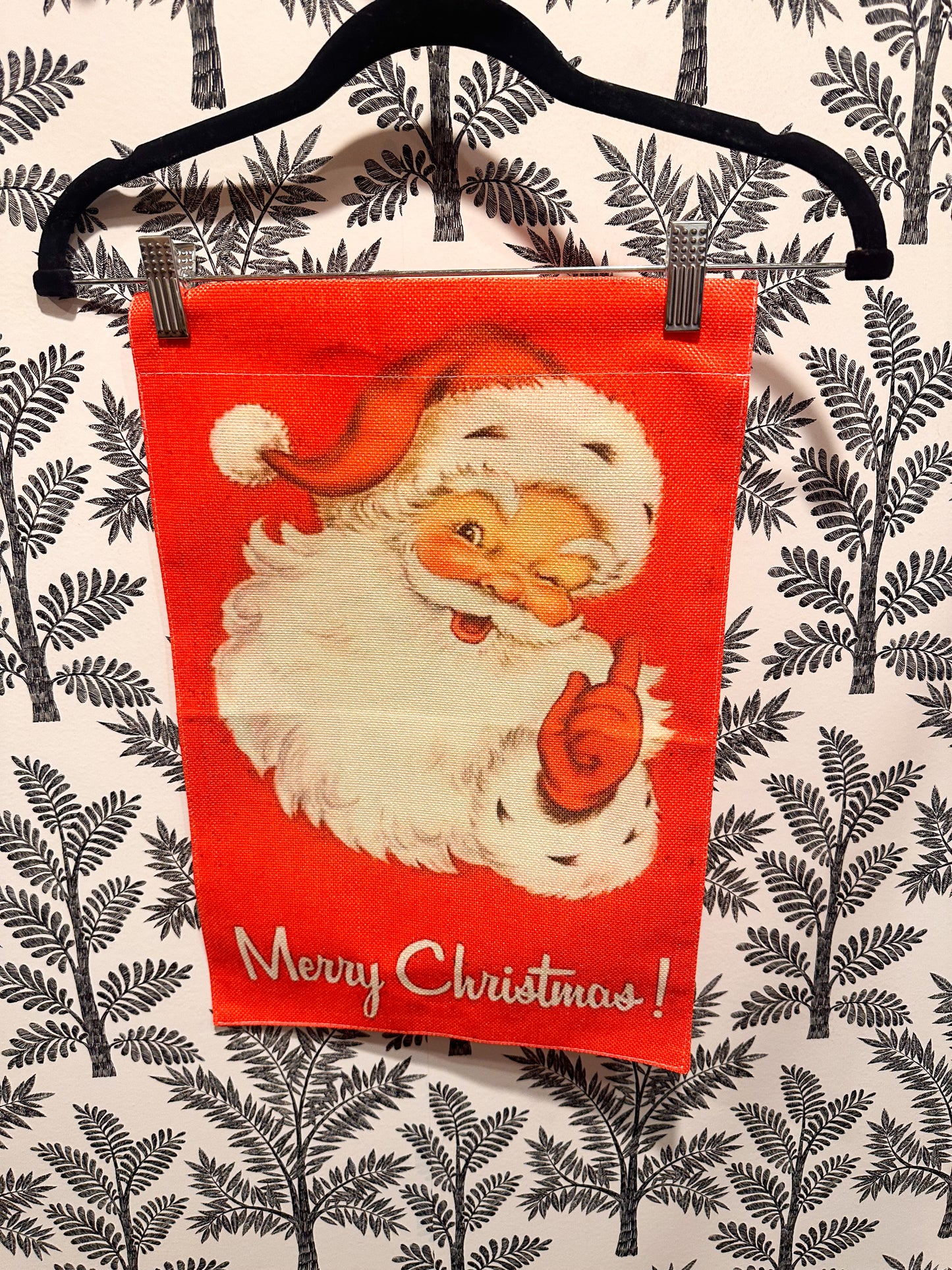 Retro Red Santa Garden Flag