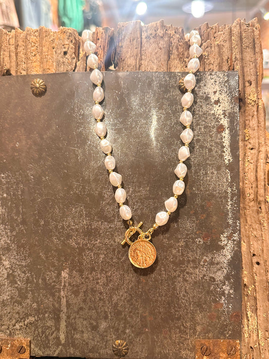 Callie Coin Pearl Necklace