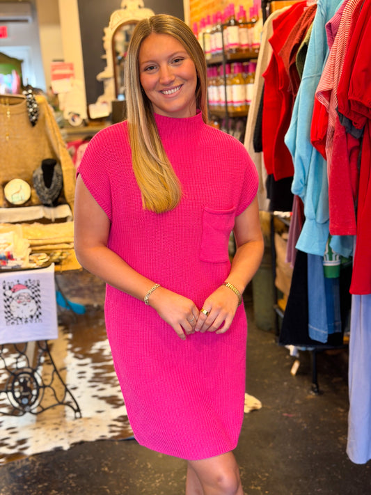 Sutton Sweater Dress (Hot Pink)