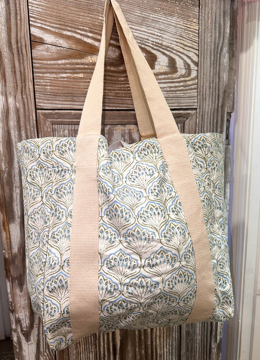 Augusta Block-print Canvas Tote