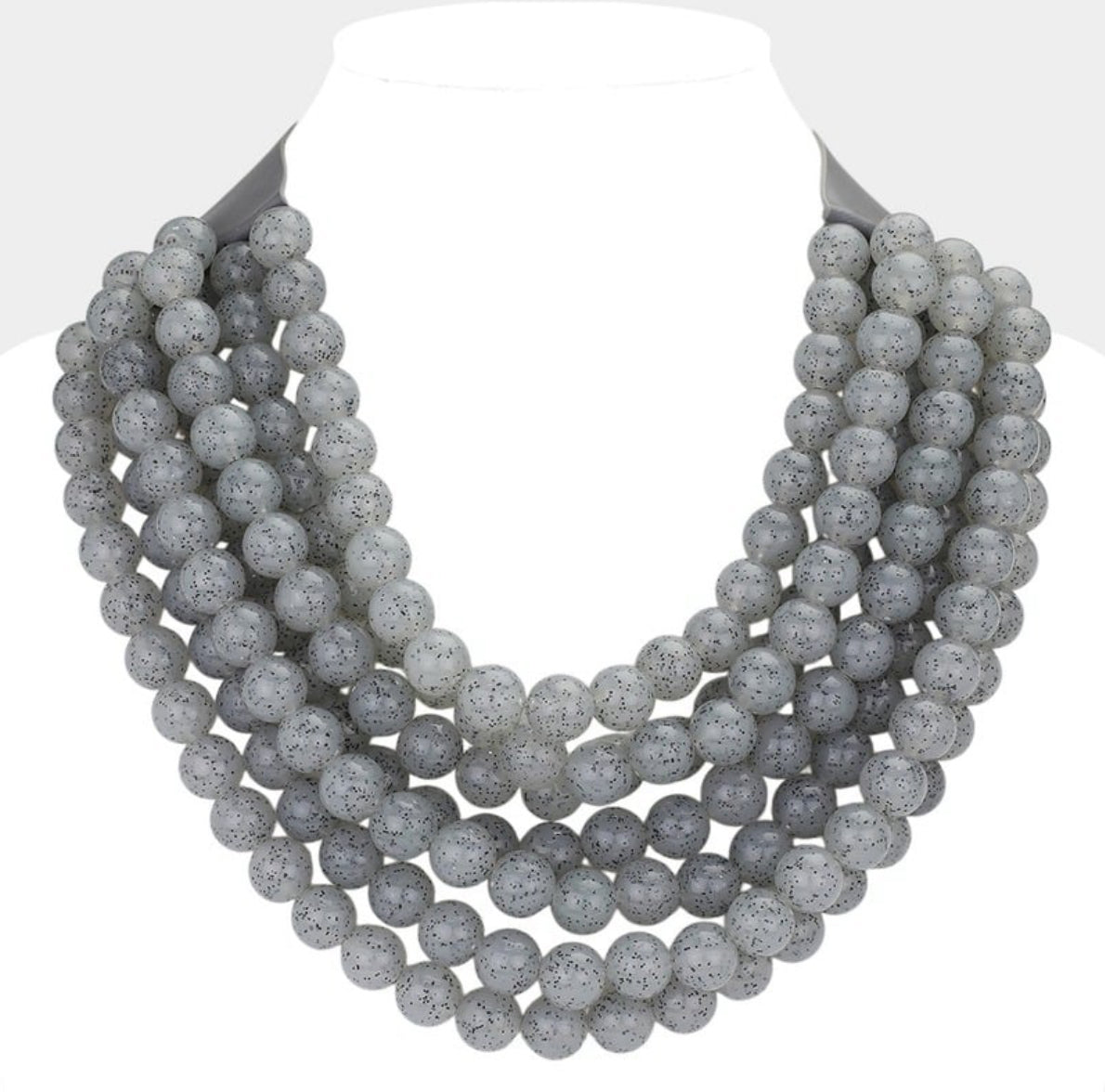 Gemma Beaded Necklace (lt grey)