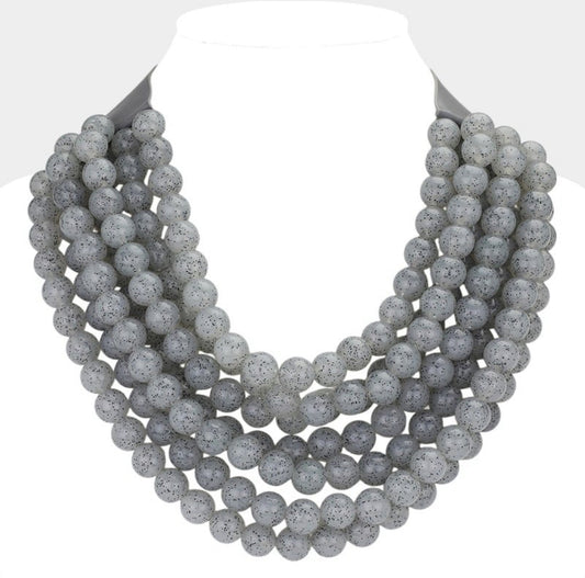 Gemma Beaded Necklace (lt grey)