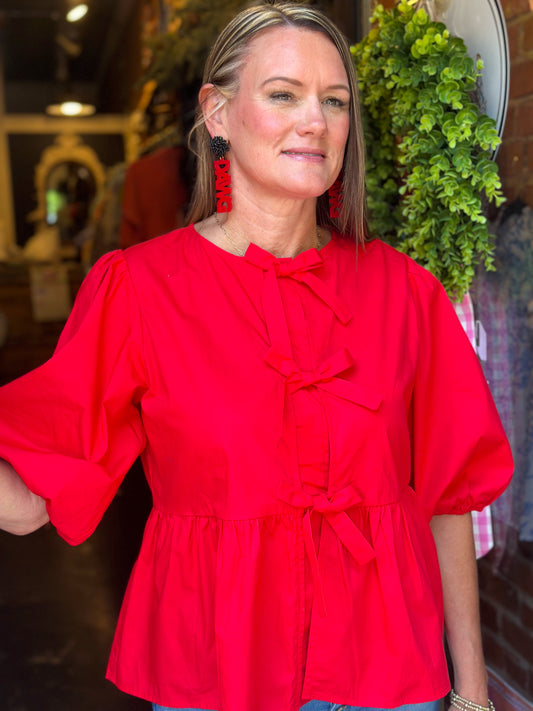 Ruby Red Bow Top