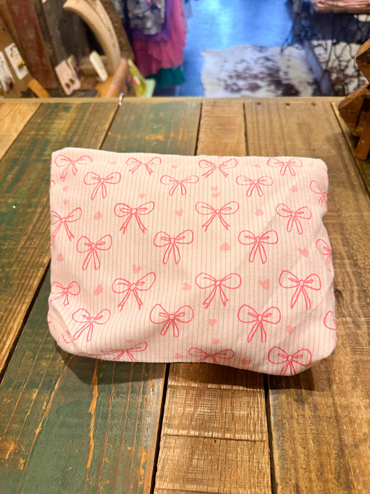 Bow Knot Corduroy Makeup Bag