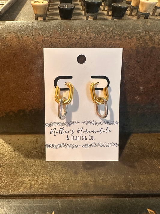 Two Tone Drop Hoops