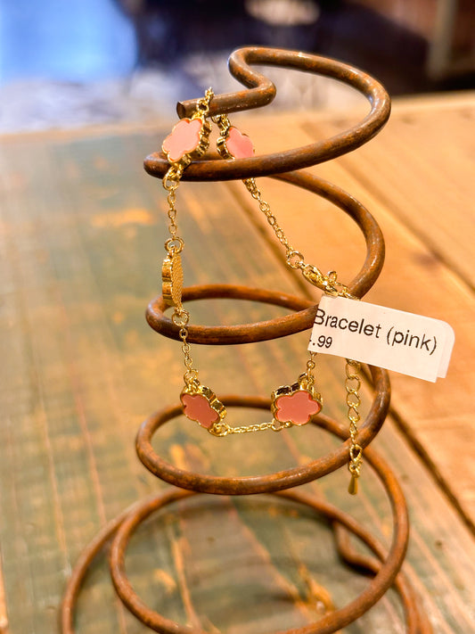 Clover Chain Bracelet (pink)