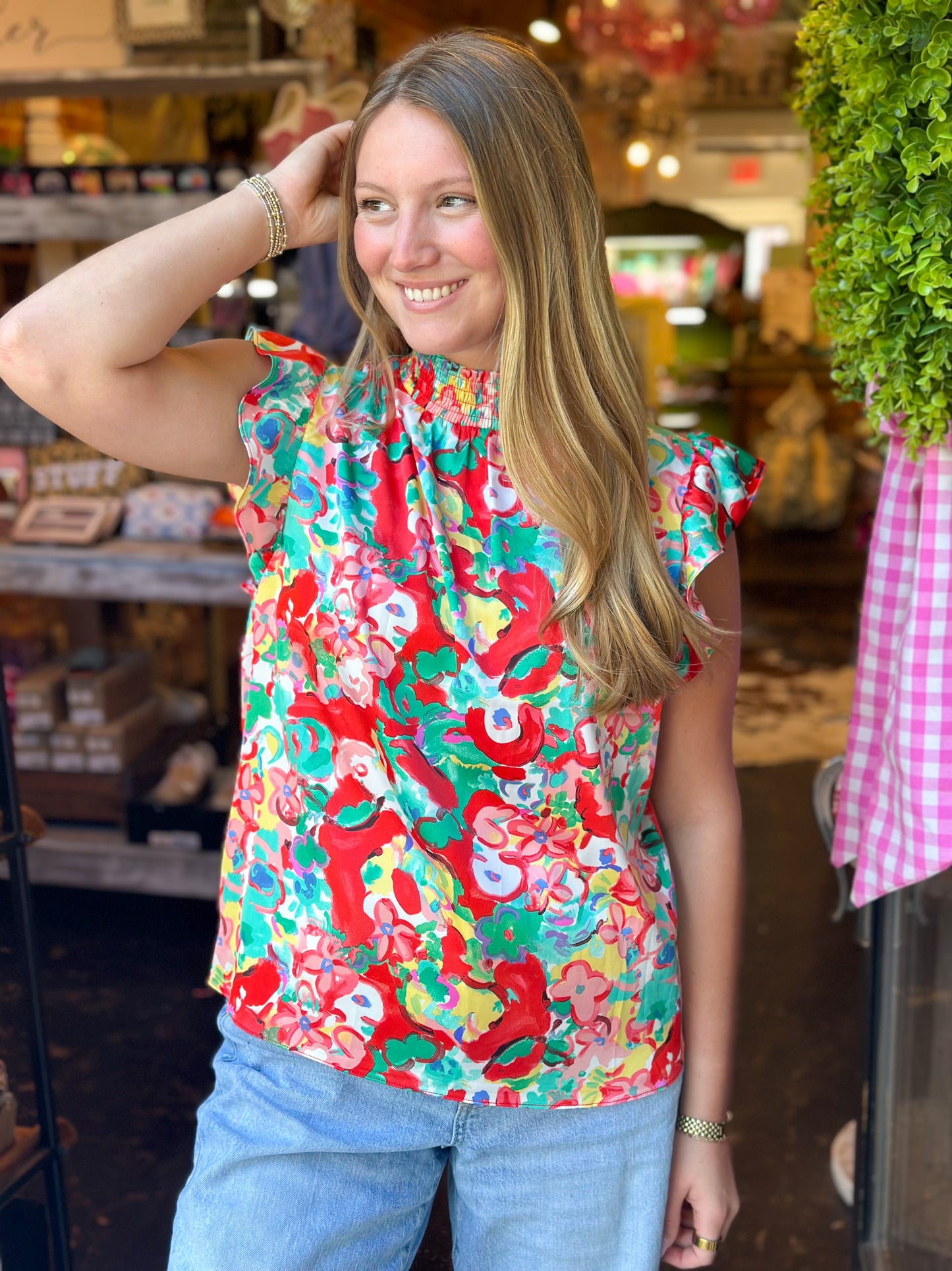 Sassy Floral Satin Top