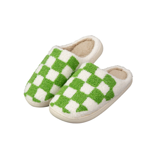 Green Checker Slippers