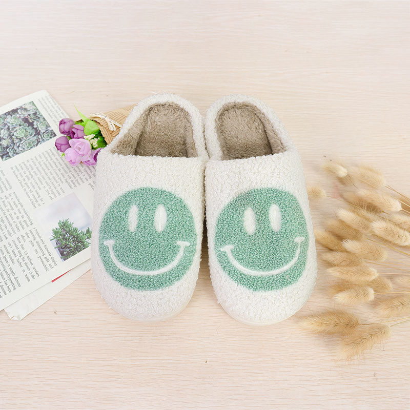 Mint Green Smiley Slippers