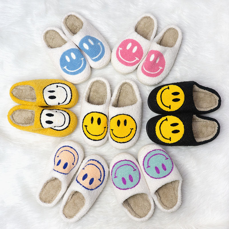 Yellow/Blue Smiley Slippers